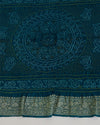 Peacock Blue Georgette Bandhej Handwoven Dupatta with Gold Border