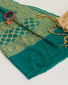 Rama Georgette Bandhej Handwoven Dupatta with Gold Border