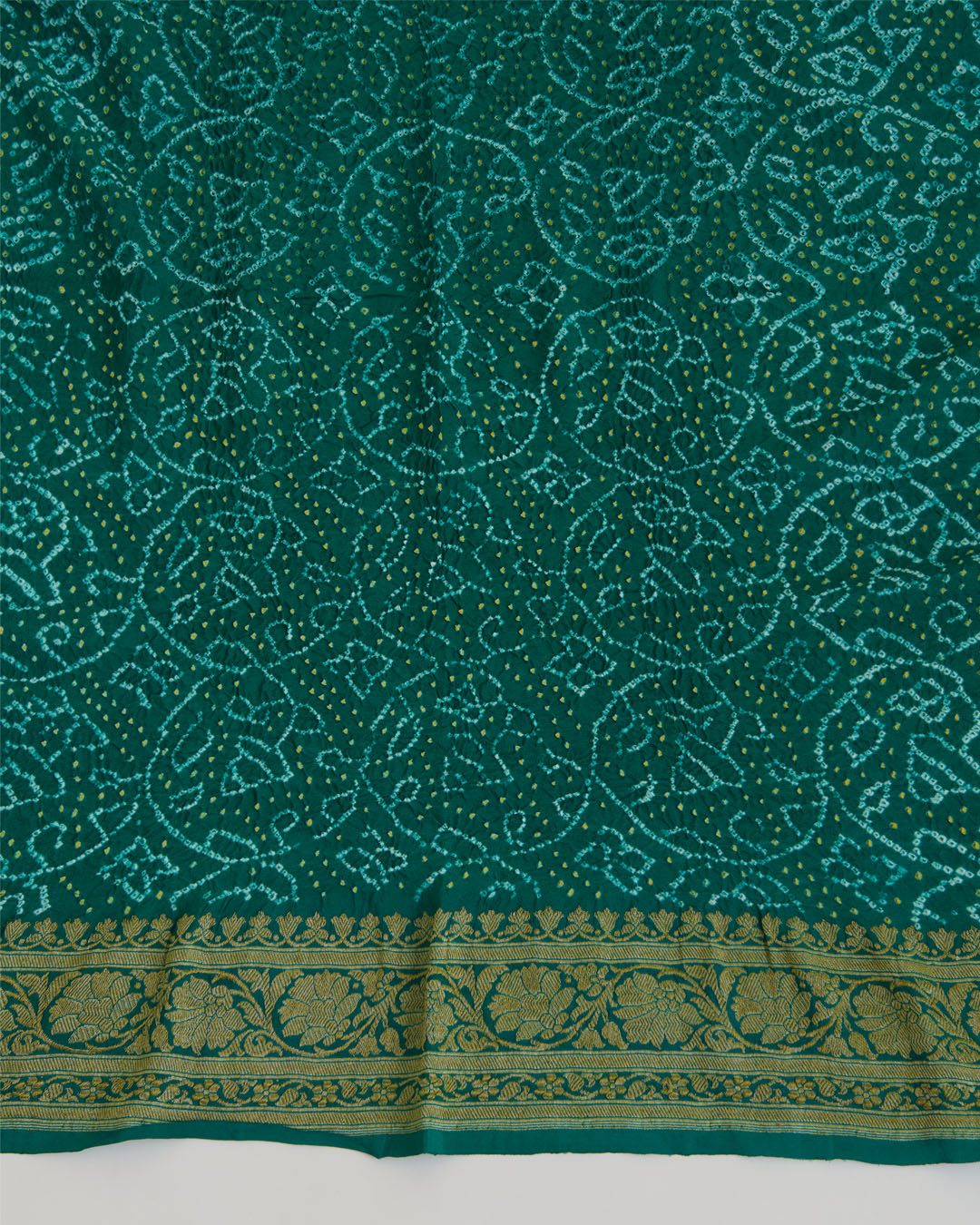 Rama Georgette Bandhej Handwoven Dupatta with Gold Border