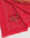 Red Georgette Lucknowi Thread Embroidered Dupatta