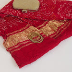 Red Gaji Silk Bandhej Lagdi Patta Pallu Dupatta