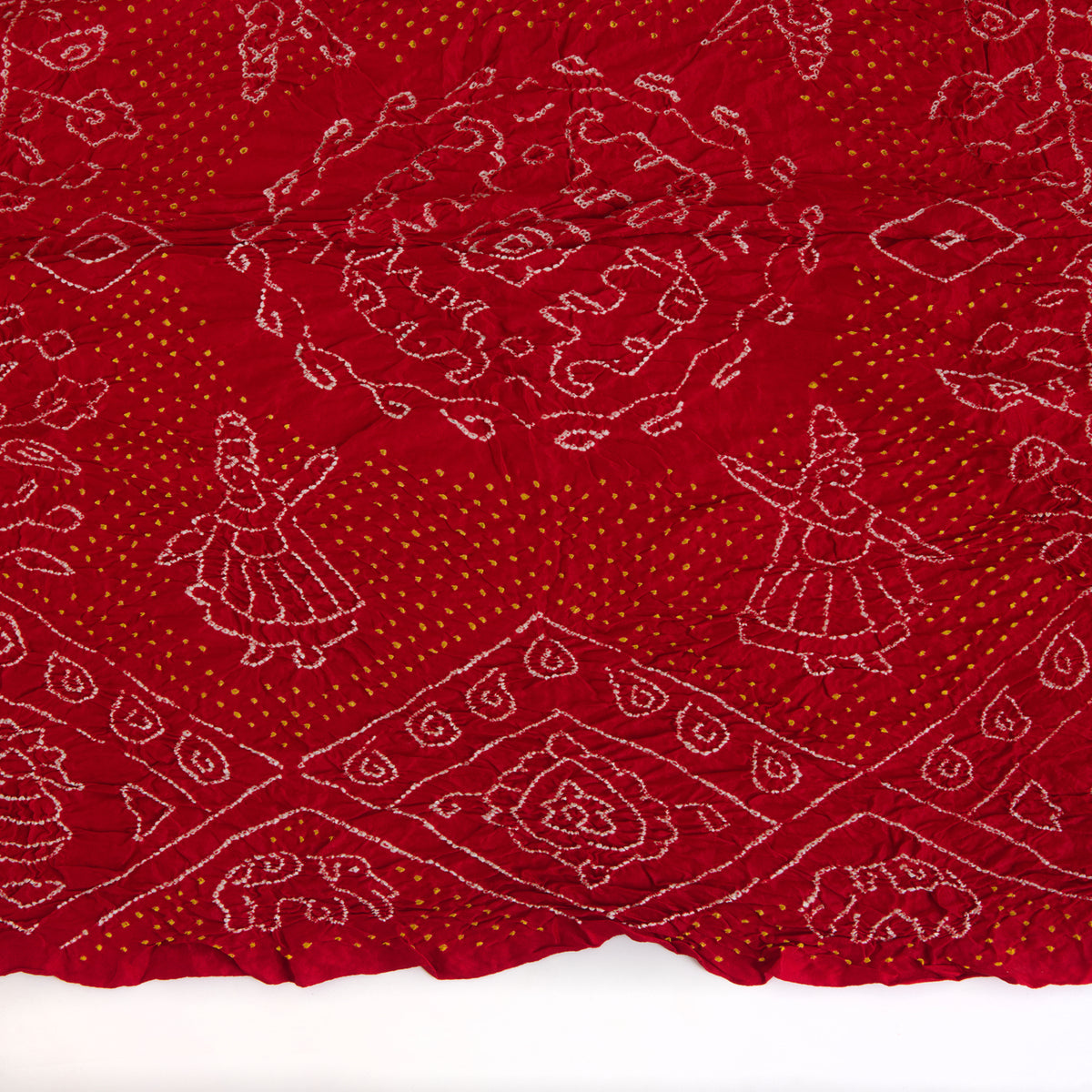 Red Gaji Silk Bandhej Lagdi Patta Pallu Dupatta