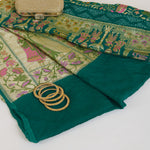 Rama Green Georgette Bandhej Hand Woven Gold Resham Jaal Dupatta