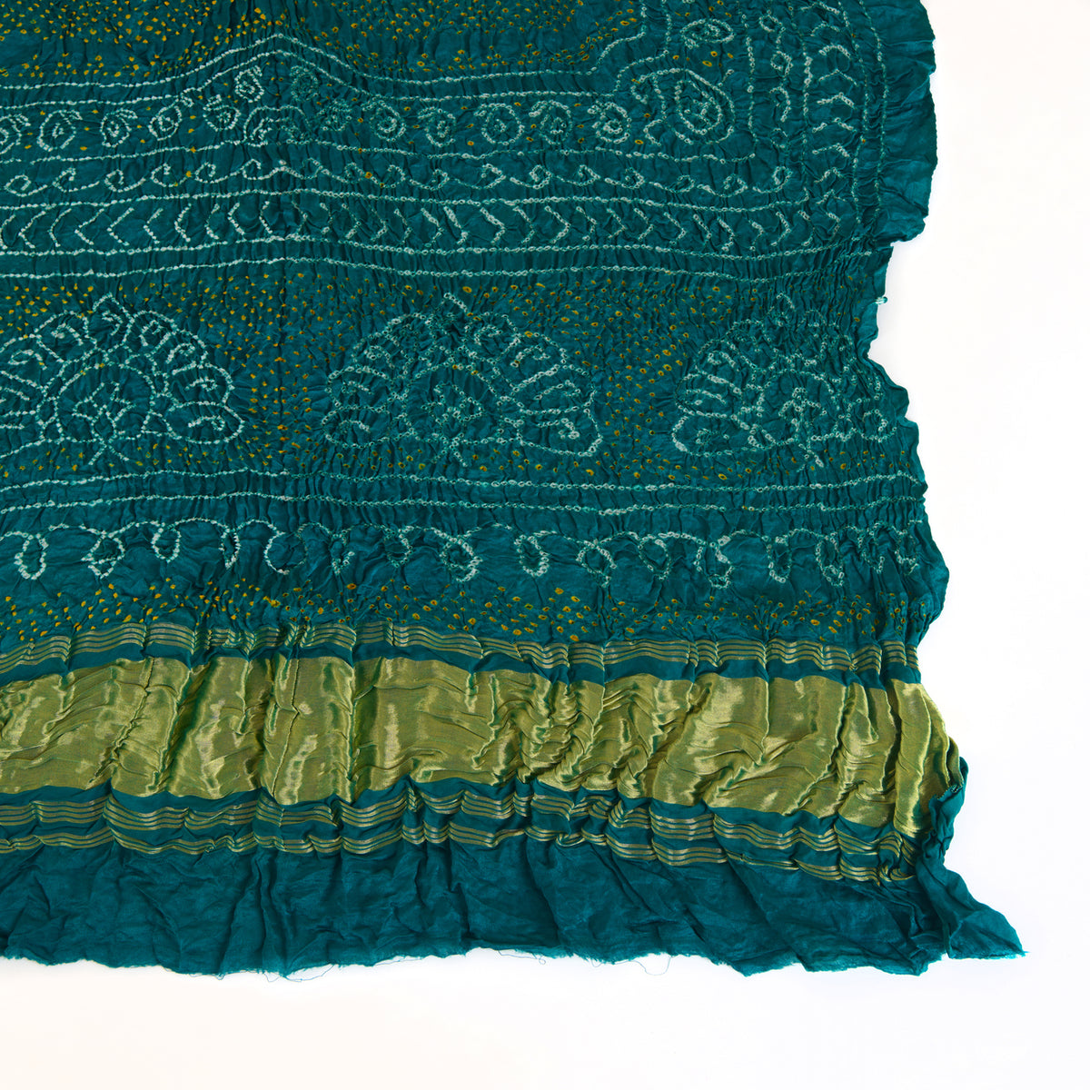 Rama Green Gaji Silk Bandhej Lagdi Patta Pallu Dupatta