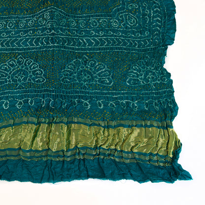 Rama Green Gaji Silk Bandhej Lagdi Patta Pallu Dupatta