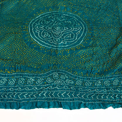 Rama Green Gaji Silk Bandhej Lagdi Patta Pallu Dupatta
