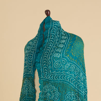 Rama Green Gaji Silk Bandhej Lagdi Patta Pallu Dupatta