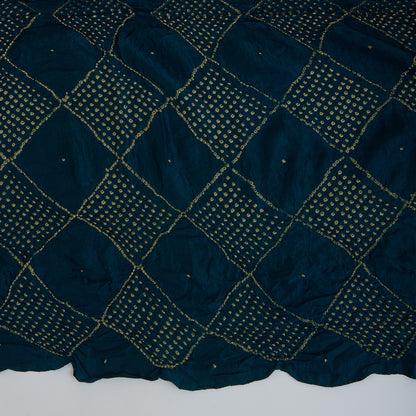 Red Blue Gajji Silk Bandhej Ajrakh Dupatta
