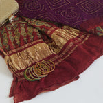 Rust Purple Gajji Silk Bandhej Ajrakh Dupatta