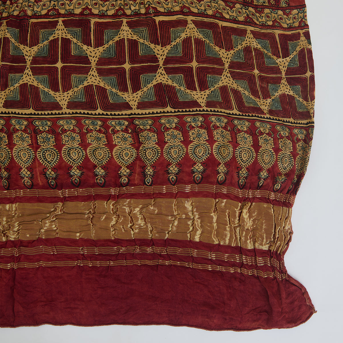 Rust Purple Gajji Silk Bandhej Ajrakh Dupatta
