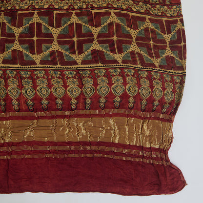 Rust Purple Gajji Silk Bandhej Ajrakh Dupatta