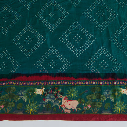 Rama Maroon Gaji Silk Bandhej Dupatta