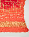 Red/Orange Cotton Silk Ikat Handloom Woven Fabric