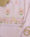 Baby Pink Viscose Georgette Kurta Set with Lucknowi & Parsi Embroidery