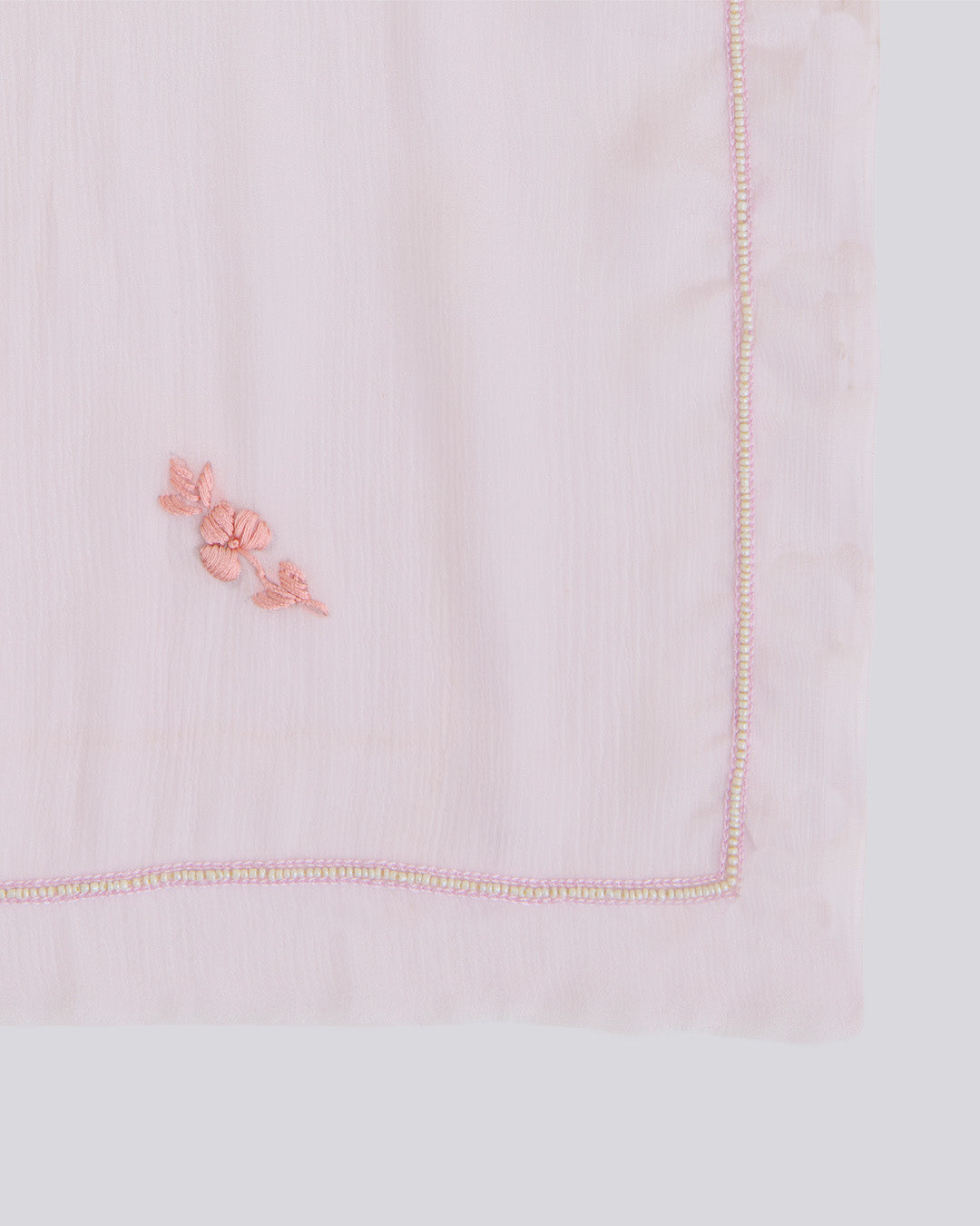 Baby Pink Viscose Georgette Kurta Set with Lucknowi & Parsi Embroidery