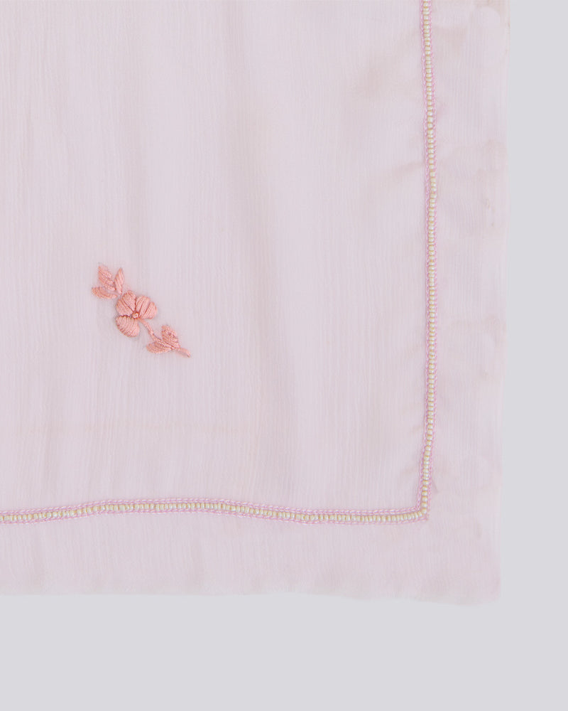 Baby Pink Viscose Georgette Kurta Set with Lucknowi & Parsi Embroidery