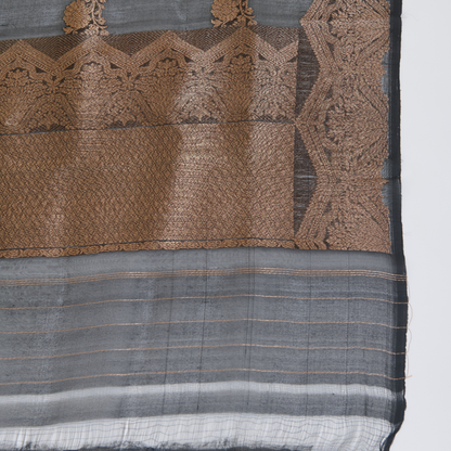Black Gicha Tussar Hand Woven Kurta Set