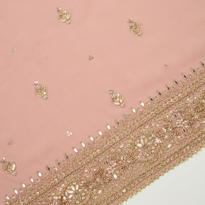 Dusty Mauve Georgette Embroidered Suit with Organza Dupatta