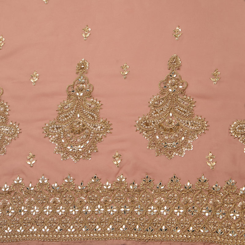 Dusty Peach Viscose Georgette Kurta with Mirror Work