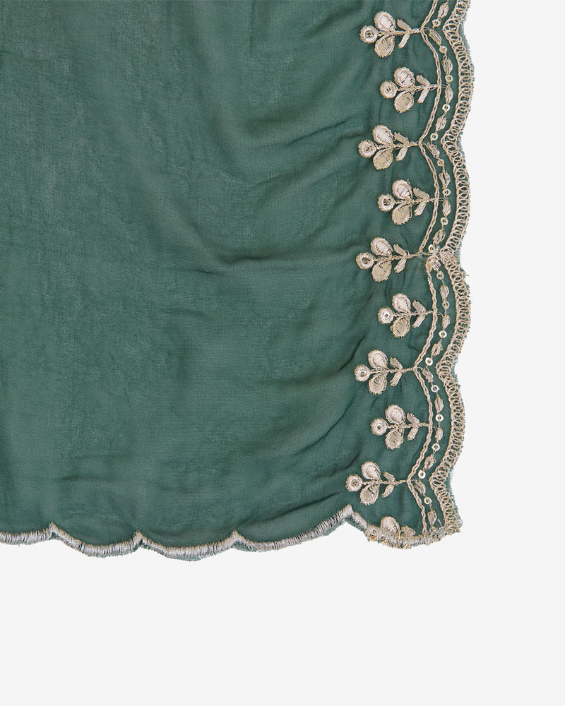 Green Gajji Silk Bandhej Suit with Mirror, Gota & Zardozi Work