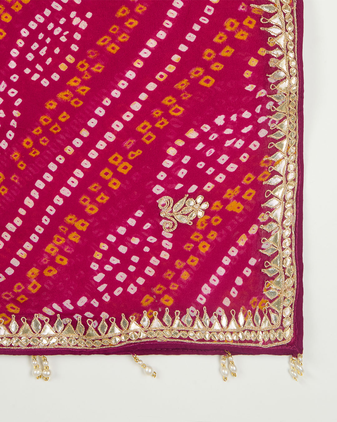 Magenta Pink Georgette Bandhej Suit with Dori & Gota Work