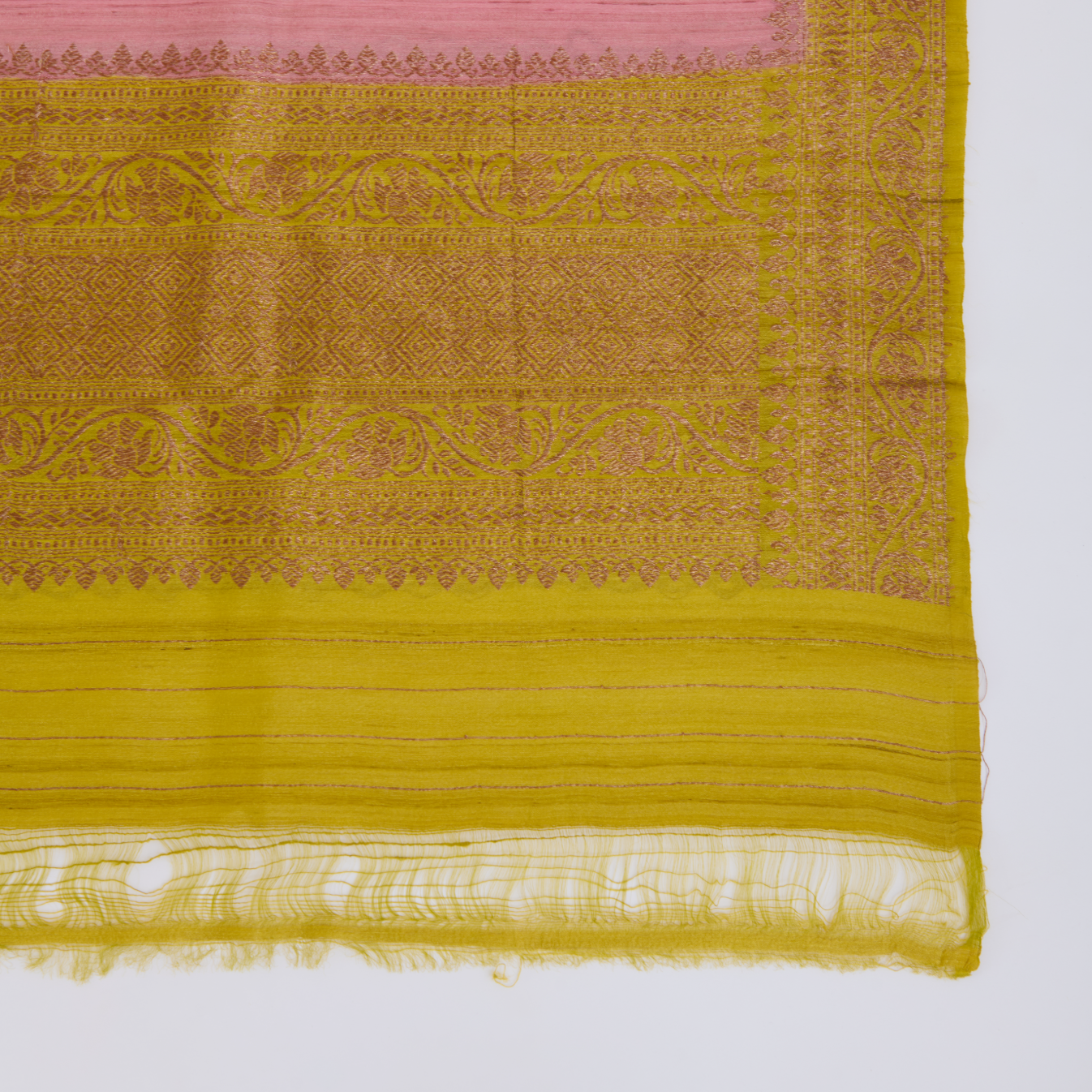 Peach Gicha Tussar Hand Woven Kurta Set with Dupatta
