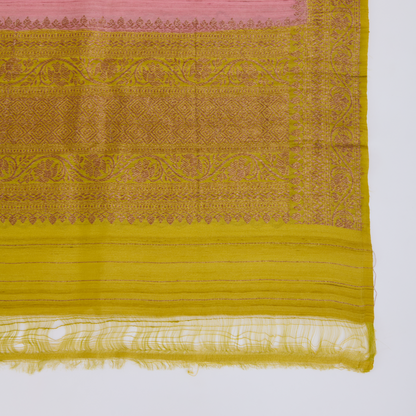 Peach Gicha Tussar Hand Woven Kurta Set with Dupatta
