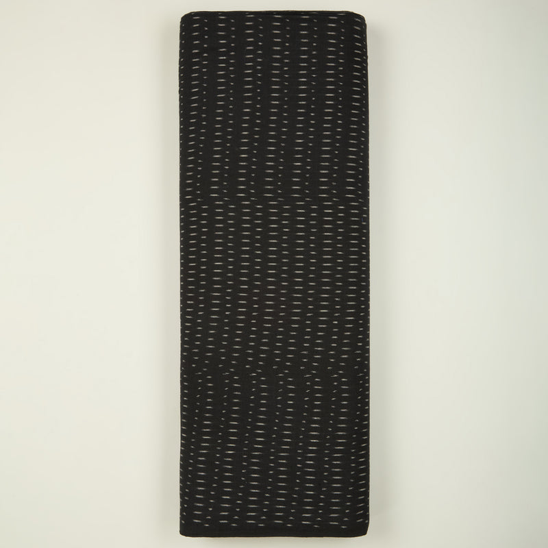 Black Handloom Cotton Ikat Fabric