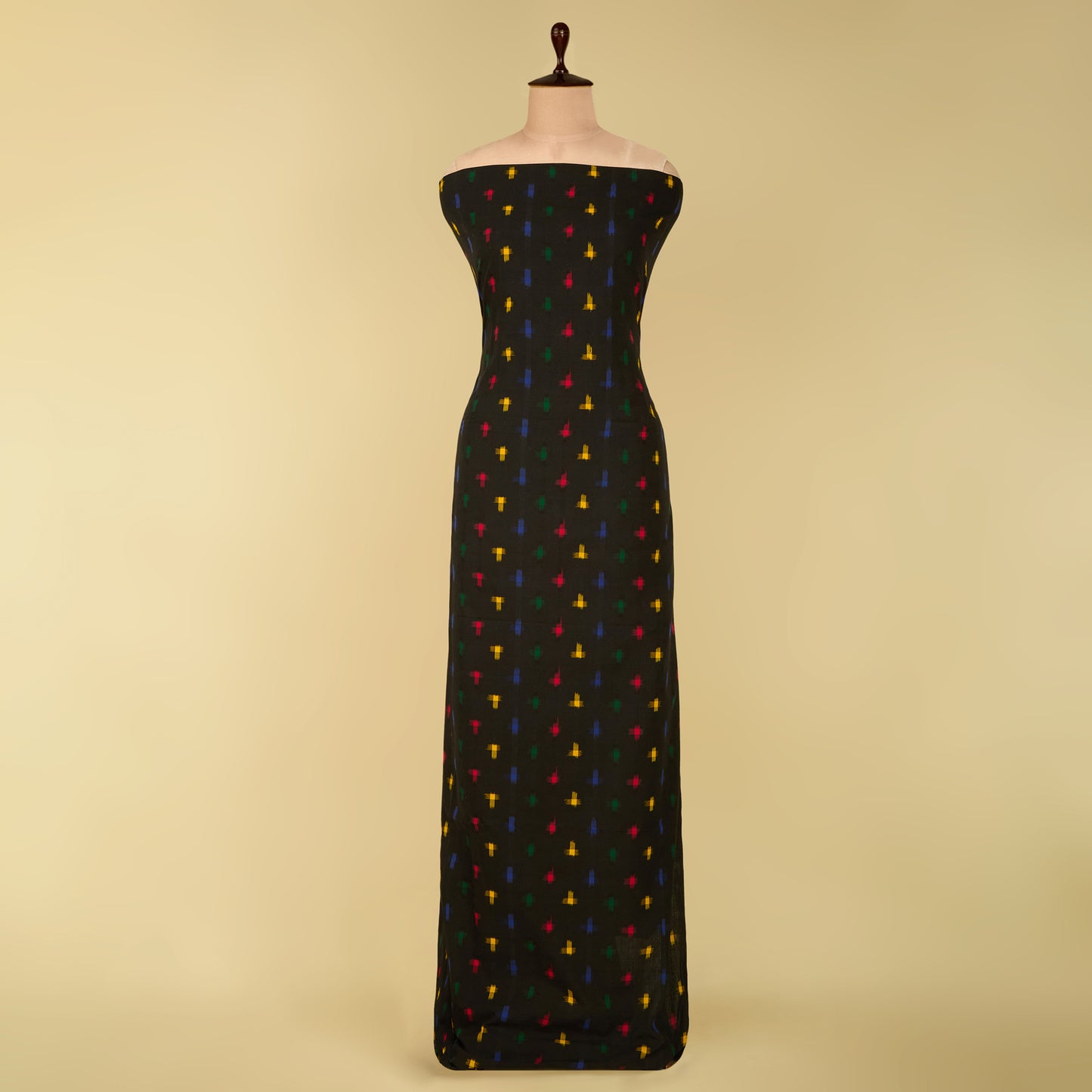 Charcoal Handloom Cotton Ikat Fabric