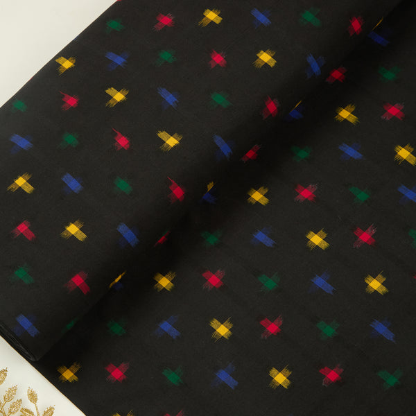 Charcoal Handloom Cotton Ikat Fabric