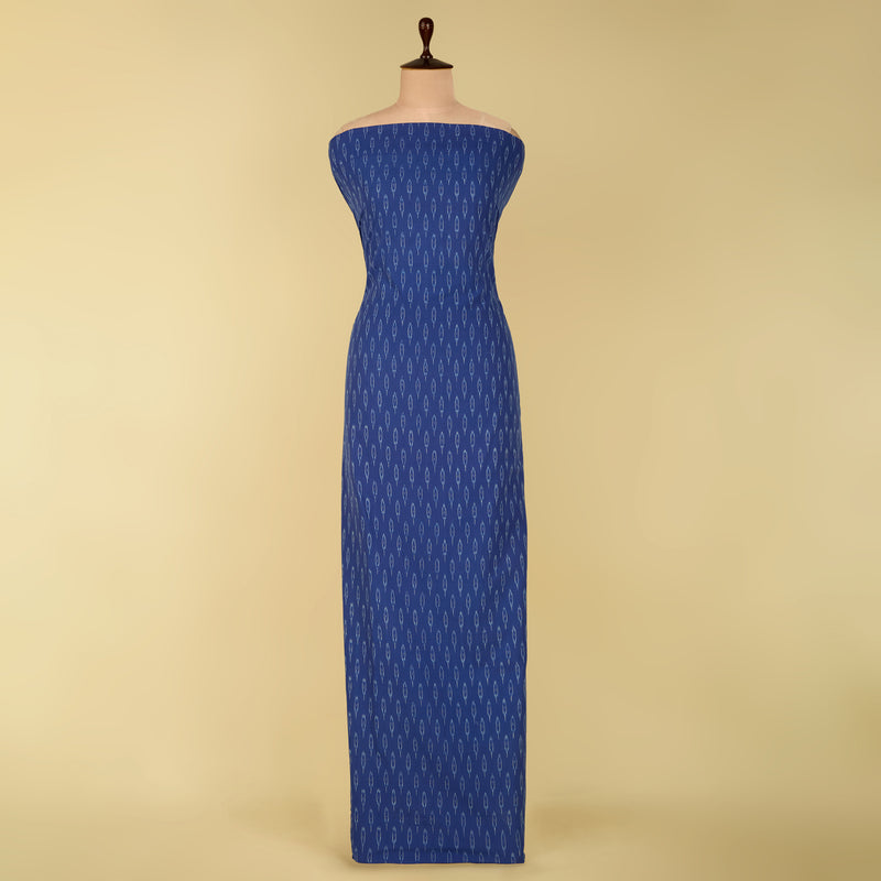 Blue Handloom Cotton Ikat Fabric