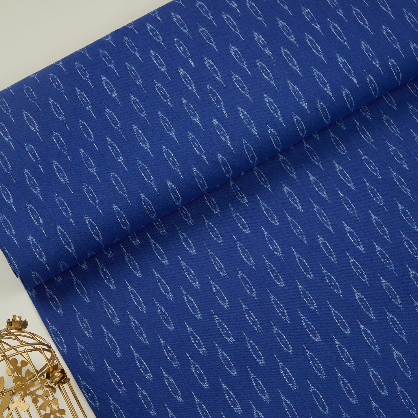 Blue Handloom Cotton Ikat Fabric