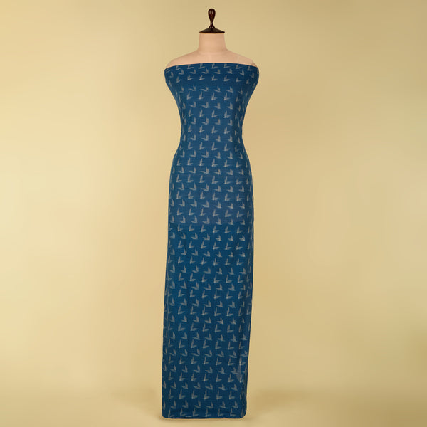 Blue Handloom Cotton Ikat Fabric