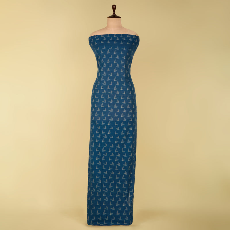 Blue Handloom Cotton Ikat Fabric