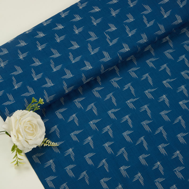 Blue Handloom Cotton Ikat Fabric