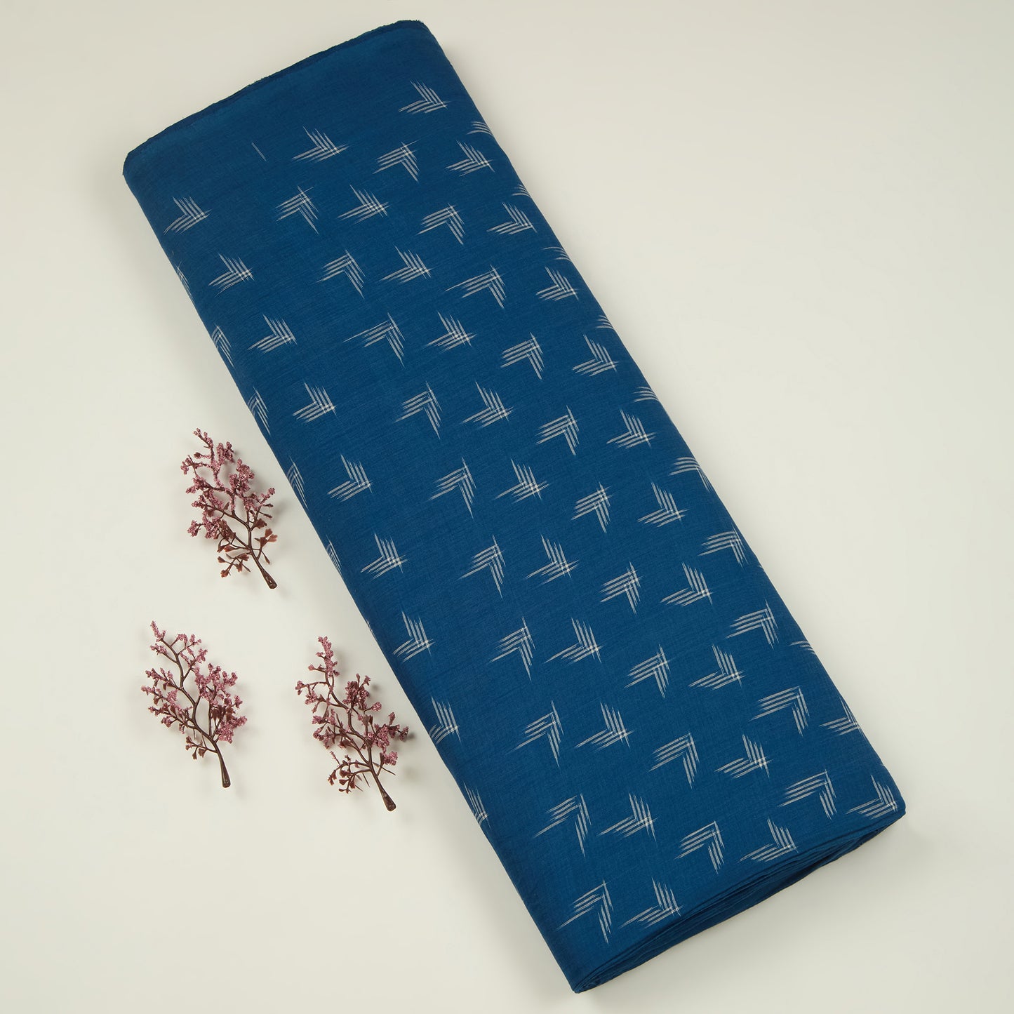 Blue Handloom Cotton Ikat Fabric