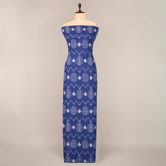 Navy Blue Handloom Cotton Ikat Fabric