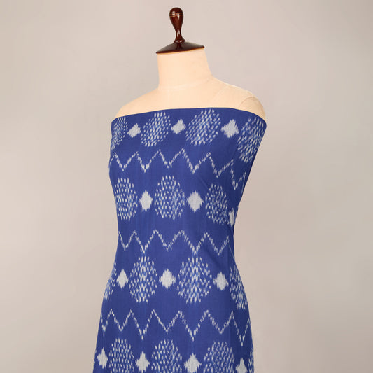 Navy Blue Handloom Cotton Ikat Fabric