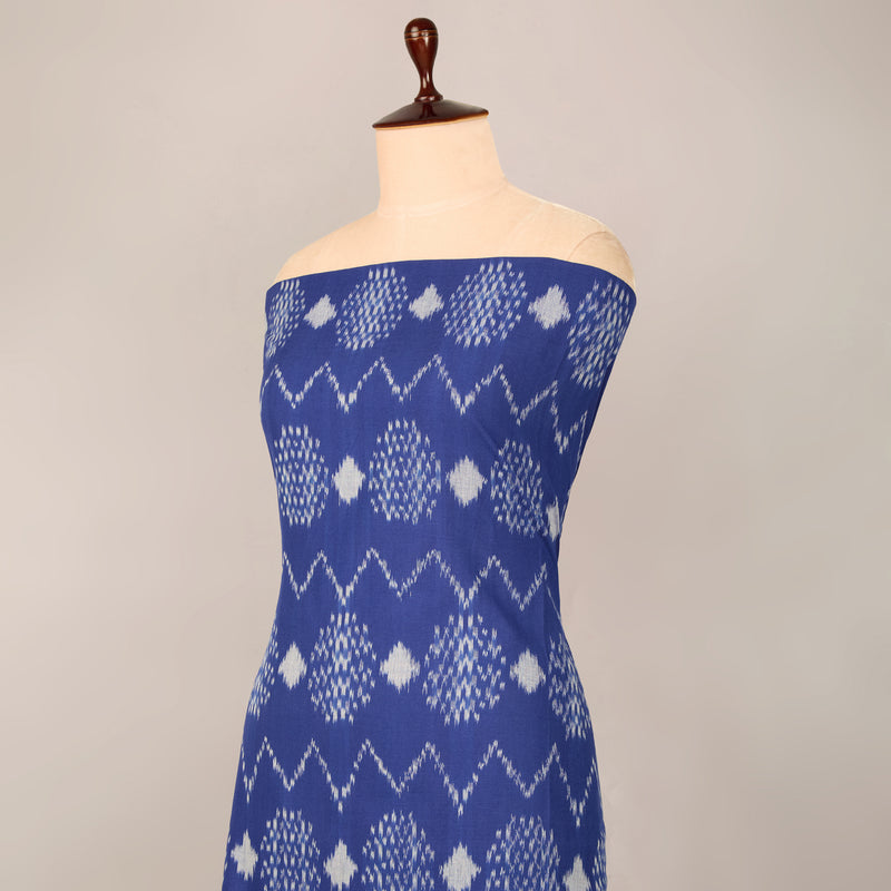 Navy Blue Handloom Cotton Ikat Fabric