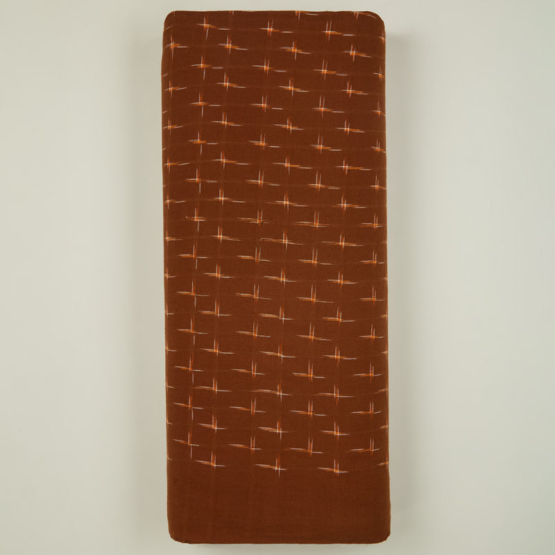 Coffee Brown Handloom Cotton Ikat Fabric