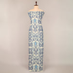 Denim Blue Handloom Cotton Ikat Fabric with rustic charm