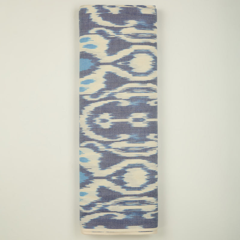 Denim Blue Handloom Cotton Heavy Ikat Fabric