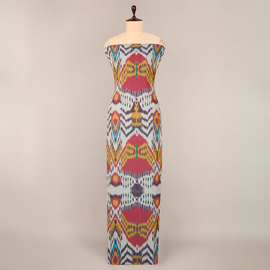 Grey Handloom Cotton Heavy Ikat Fabric