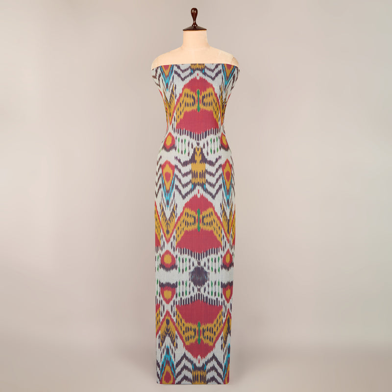 Grey Handloom Cotton Heavy Ikat Fabric