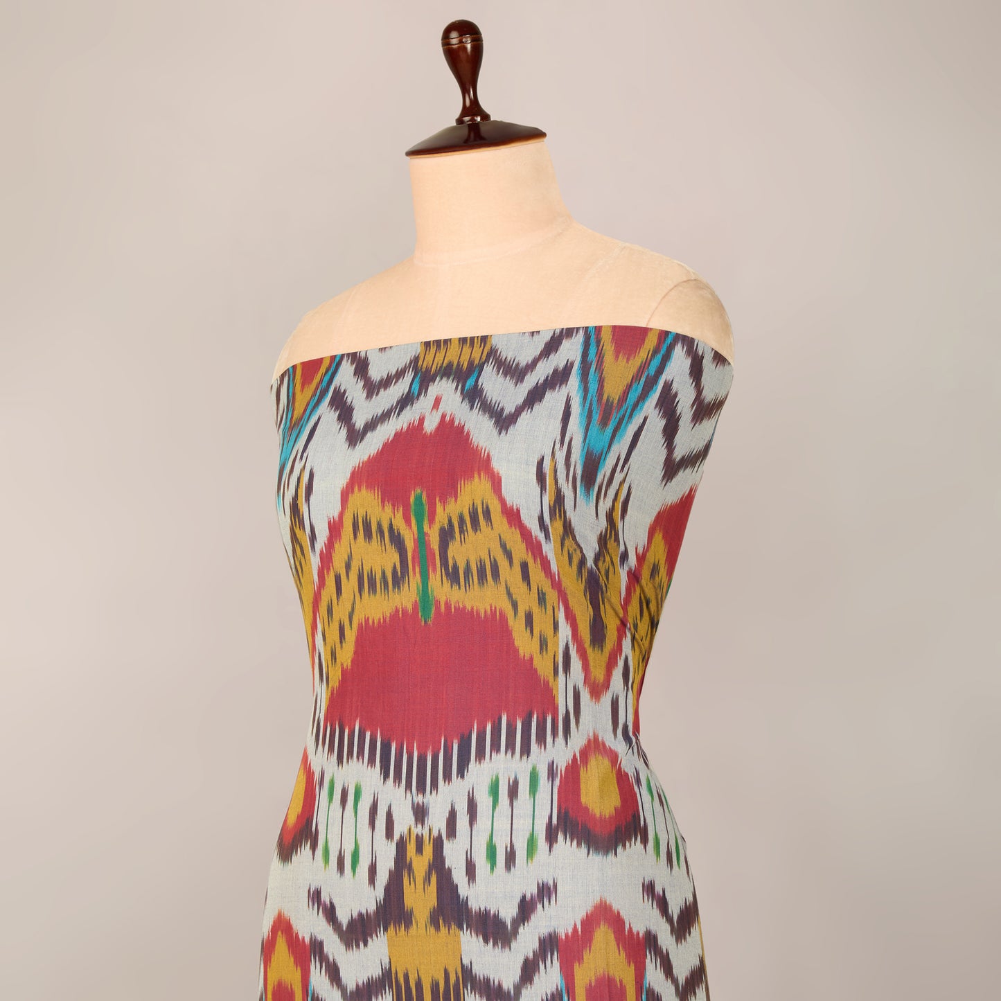 Grey Handloom Cotton Heavy Ikat Fabric