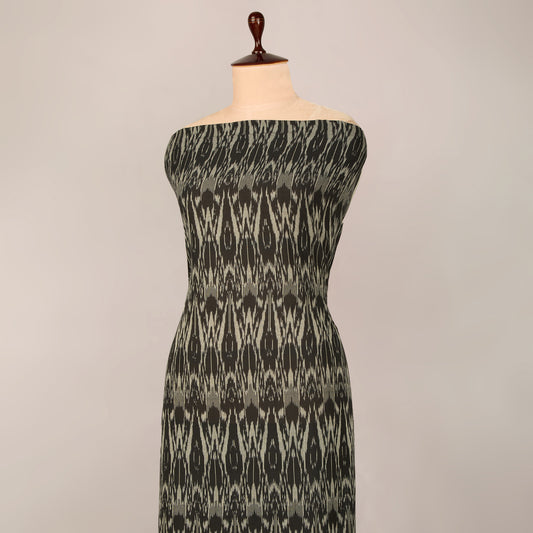 Pure Black Handloom Cotton Ikat Fabric