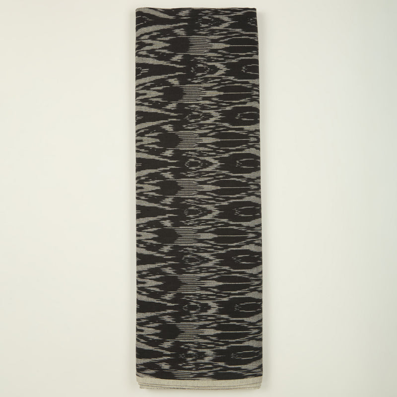 Pure Black Handloom Cotton Ikat Fabric