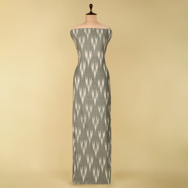 Grey Handloom Cotton Ikat Fabric