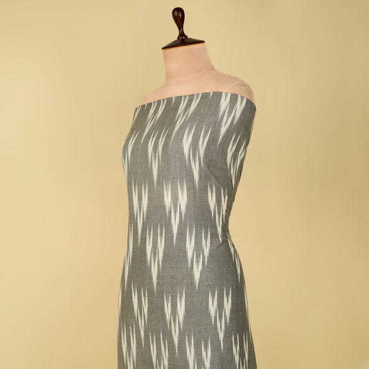 Grey Handloom Cotton Ikat Fabric