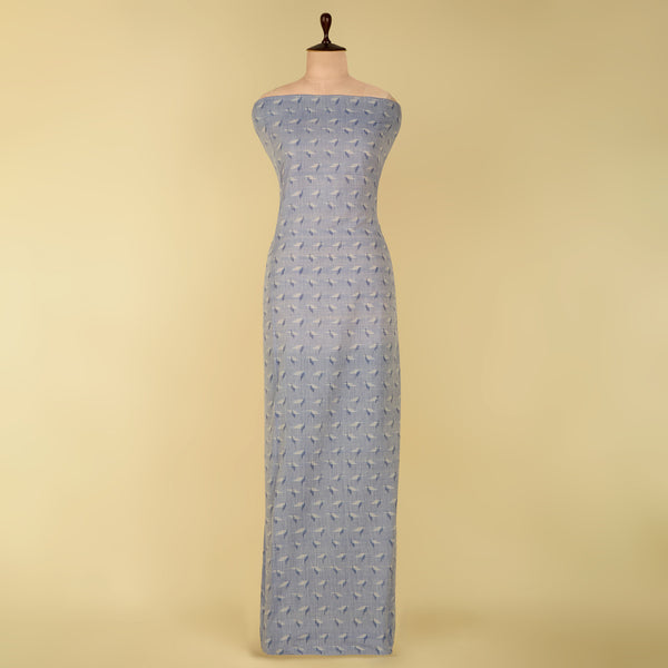 Lilac Blue Handloom Cotton Ikat Fabric